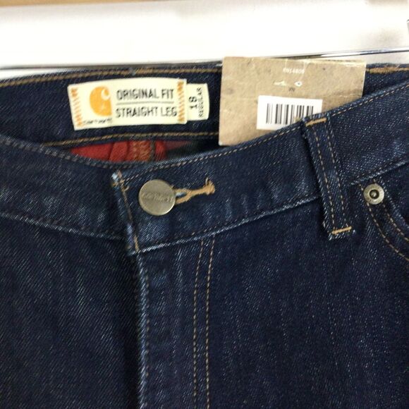 Carhartt Original Fit Straight Leg Blaine Flannel Lined Jeans Dark Bluestone 18 - Picture 2 of 11